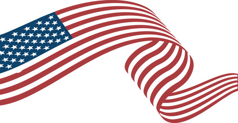 American flag banner background with red and white stripes and blue star field, symbolizing USA patriotism and unity. © Rahim