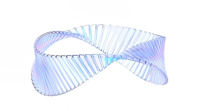 Abstract glass shape on a white background, 4k seamless loop animation, 3d render