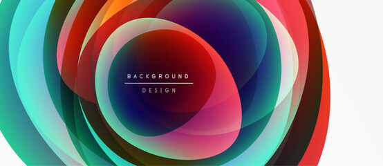 Abstract concentric circles, vibrant colors blend. Modern design, dynamic composition, suitable background element.