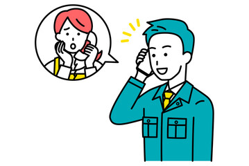 電話相談に対応する作業員の男性
