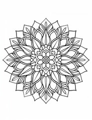 black and white abstract flower, mandala
