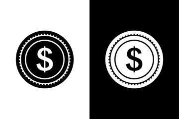 Dollar Currency Coin Icon — Minimalist Black and White Design.