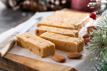 Christmas soft almond nougat bar