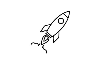 Vector illustration of a rocket ship taking off isolated on white background