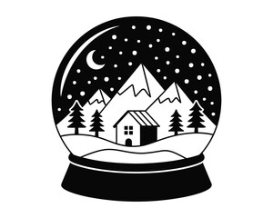 Winter Scene Snow Globe Illustration