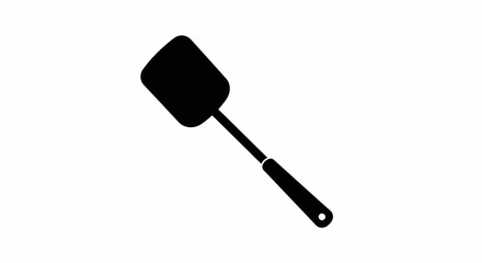 Black spatula silhouette cooking utensil on white background