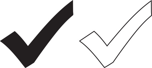 Hand made Check mark icon set solid and outline style vector illustration for user interface design and confirmation messages By illustrator