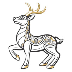 Obraz premium Decorative golden reindeer figurine with intricate patterns 
