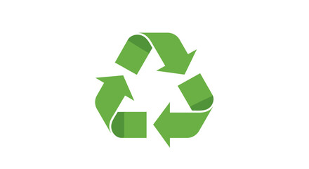 Green recycling symbol illustration on white background for environmental concepts