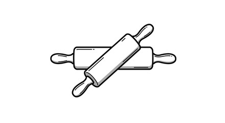 Monochrome illustration of two wooden rolling pins on white background