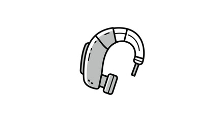 Modern vector illustration of a gray and white hearing aid isolated