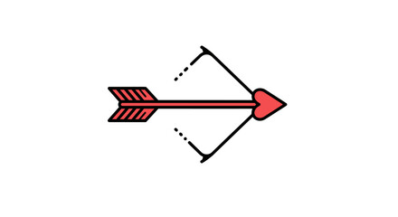 Red bow and arrow vector illustration on white background for design