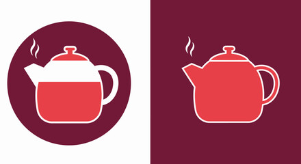 Red teapot illustrations vector graphics of hot beverage preparation