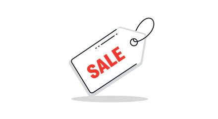 Sale tag isolated against white background for discount promotions