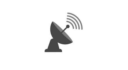 Satellite dish icon transmitting signals against white background