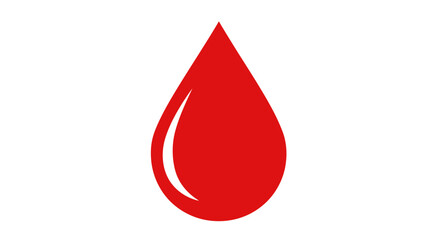 Fototapeta premium Simplified red blood drop illustration on white background symbolizing health