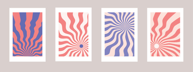 Set of groovy spiral posters.