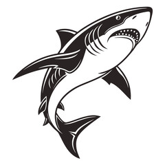 Obraz premium Stylized black and white shark illustration