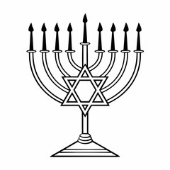 Illustration of a menorah with the star of david for hanukkah celebration, jewish holiday, and religious symbolism in vector format