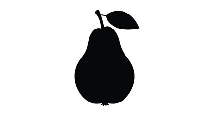 Simple silhouette of a pear with stem and leaf isolated on for food and health concepts silhouette