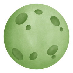 Green full moon symbolizing eerie spooky Halloween night mystery watercolor Illustration.