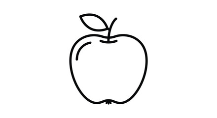 Simple outline icon of a fresh apple with a leaf and stem perfect for healthy food and fruit related designs silhouette