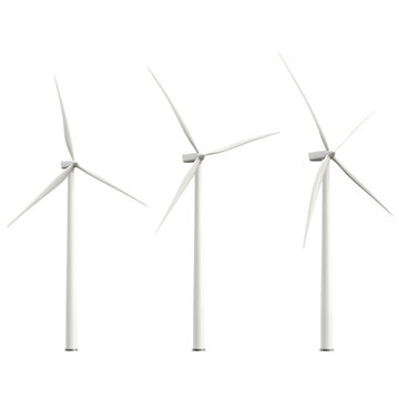 four wind turbines or windmills png