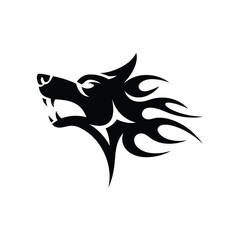 Obraz premium Roaring Wolf Head Tribal Silhouette Vector
