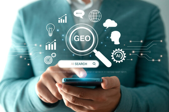 Geo ai search technology concept using artificial intelligence for location based optimization