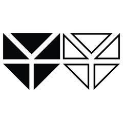 Abstract Geometric Dual Style Vector Triangle Set in Black