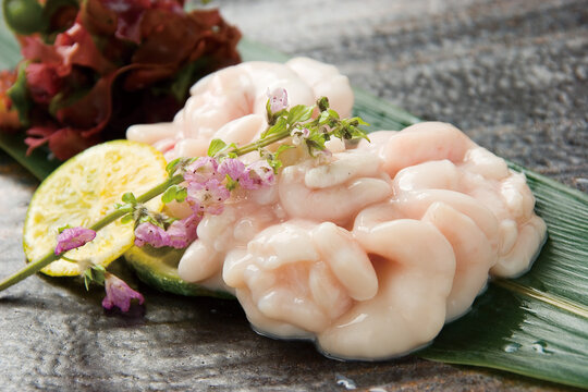 北海道の冬の味覚「真鱈の白子」（真だち）ポン酢のイメージ写真