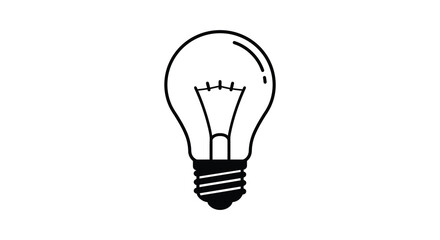 Classic incandescent light bulb sketch simple design concept for ideas innovation and creativity hand drawn style silhouette