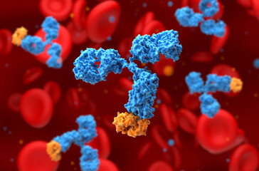 Monoclonal antibody (mAb) therapy - 3d illustration closeup view