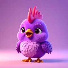 Fototapeta premium Cute Purple Bird Cartoon Illustration