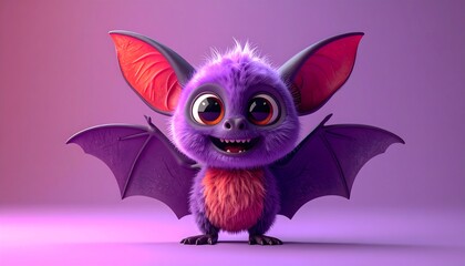 Obraz premium Cute Purple Bat Cartoon Character