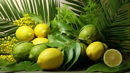 Species lemon with leaves for celebration holiday sukkot