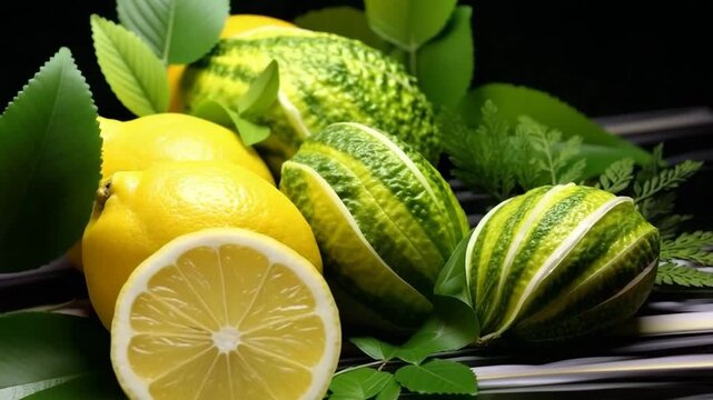 Species lemon with leaves for celebration holiday sukkot