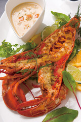 ロブスターの網焼きグリル