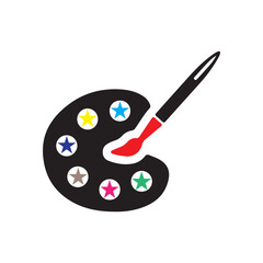 Artist paint palette and brush icon with star color wells