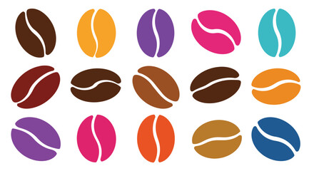 Colorful coffee beans arranged in rows showcasing various shades and hues