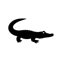 Silhouette of a reptile, an alligator or crocodile, in sleek black design