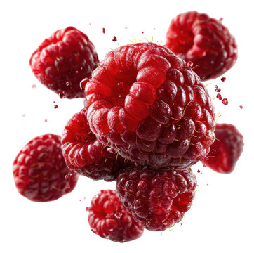 rasberry falling isolated on transparent background