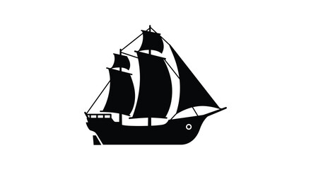Classic tall ship silhouette majestic sailing vessel maritime adventure exploration ocean journey nautical theme icon silhouette