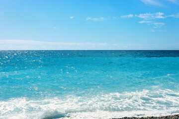 Picturesque view of beautiful sea with waves on sunny day