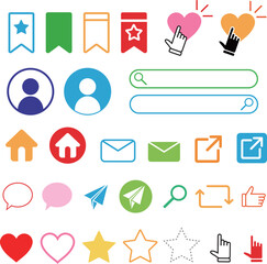 SNS　カラー　アイコン　セット	
