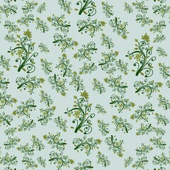 seamless floral pattern blue background