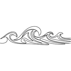 Stylized hand drawn line art of ocean waves in a continuous flowing pattern