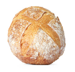 Loaf of fresh bread isolated on white