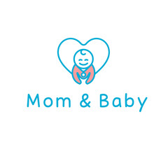 Tiny cute baby m logo design inside heart.