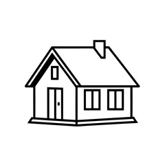 Fototapeta premium Simple outline drawing of a house on transparent background